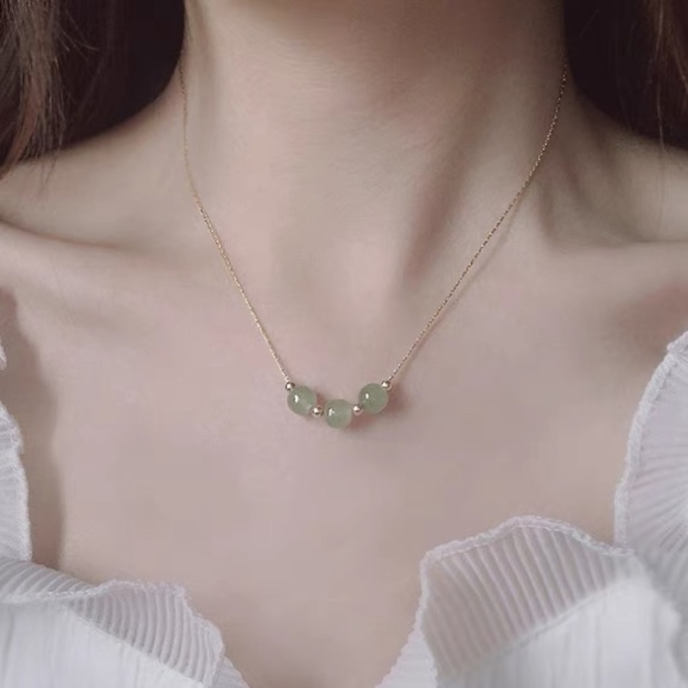Grade A Jade w/ plated 18k gold necklace